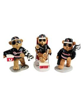 3 Vintage Nascar Good Ole Bear Figurines Dale Earnhardt Sr #3 Race Day Time